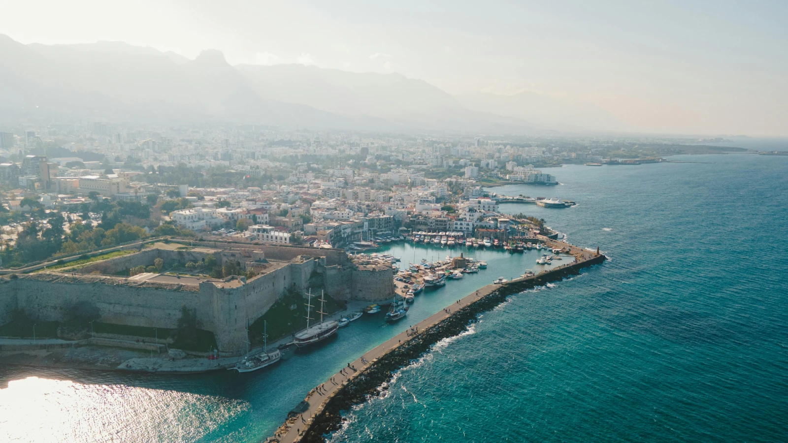 road trip car rental from Paphos aerial coastal view