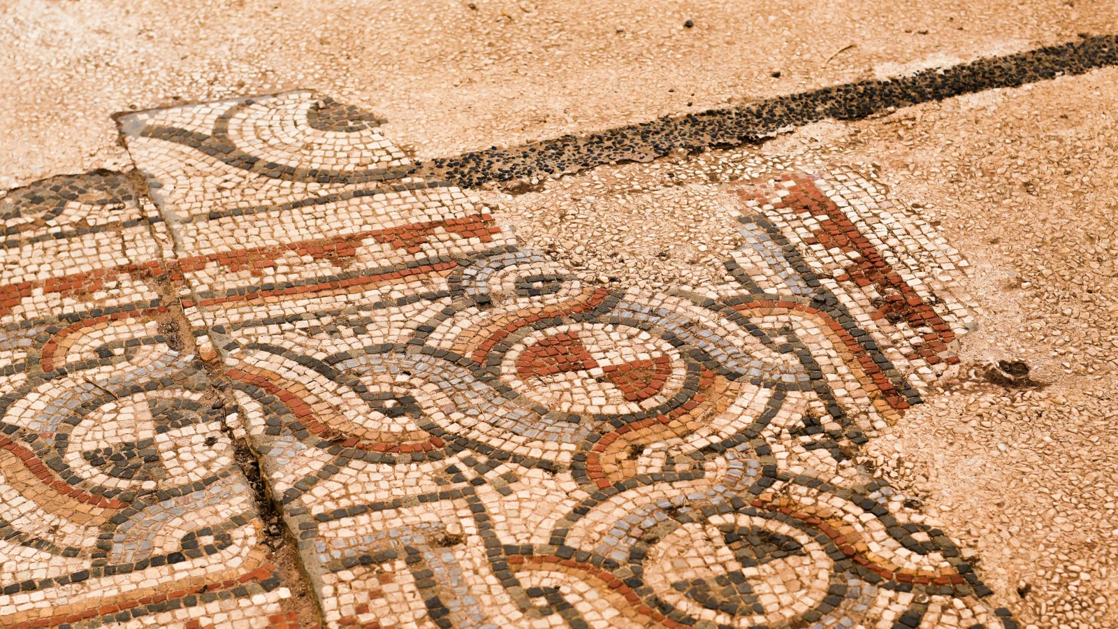 intricate ancient Roman floor mosaics at Paphos Archaeological Park Cyprus